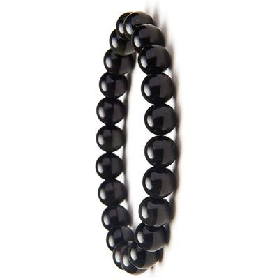 Bracelet perles rondes - Obsidienne noire