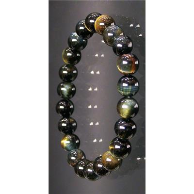 Bracelet perles rondes - Oeil de Faucon