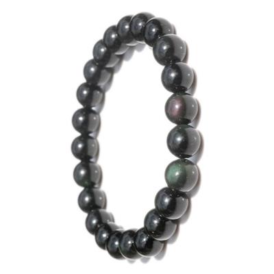 Bracelet perles rondes - Obsidienne Oeil Céleste