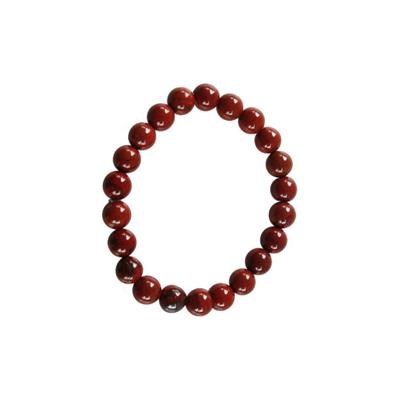 Bracelet perles rondes - Jaspe rouge